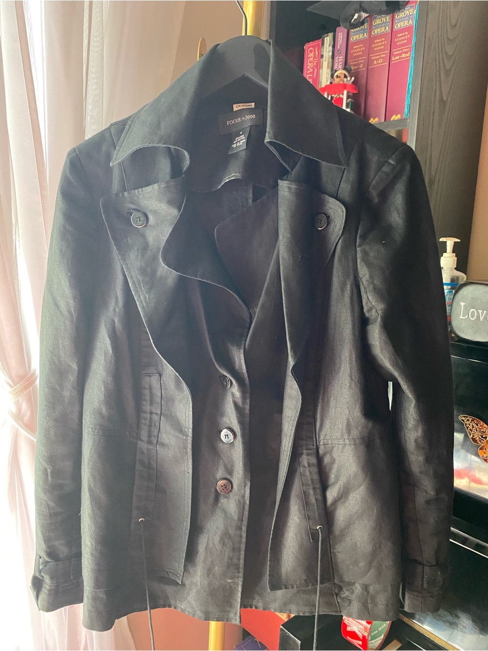VTG FOCUS 2000 Women's Black Linen / Cotton Utility Jacket